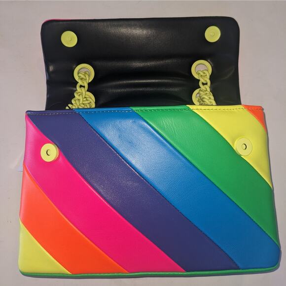 KURT GEIGER Brixton Lock Bag in Neon Rainbow New With Tag Retail $325 - Picture 3 of 12